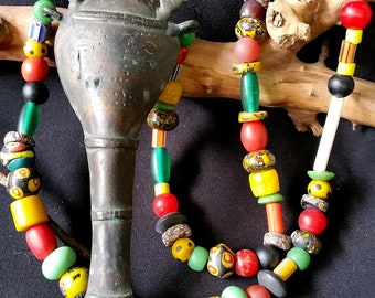 On Sale!  Lovely old large NAGA pendant and beaded necklace. tribalgallery.