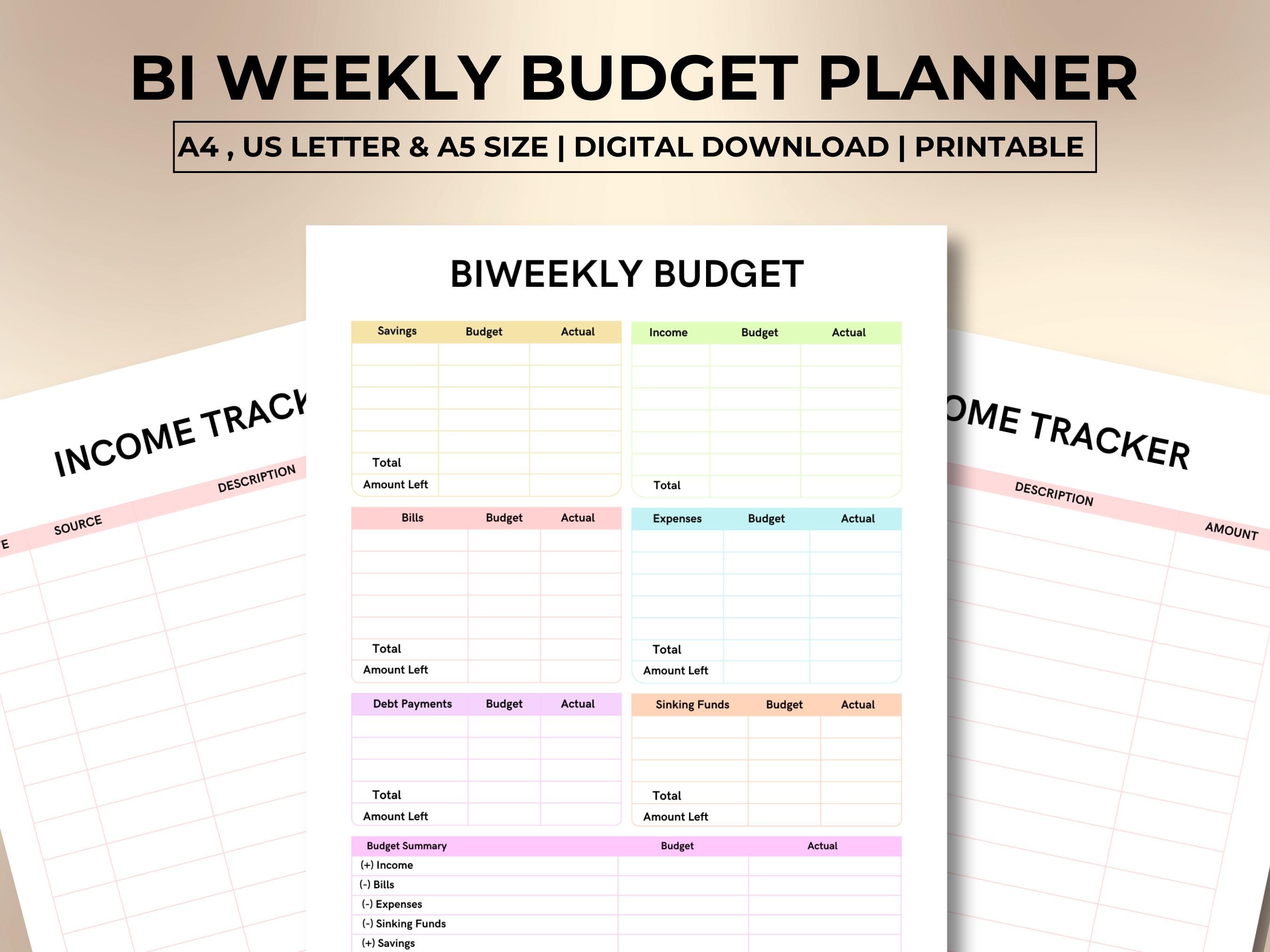 Biweekly Budget Planner, Printable Bi-weekly Template, Paycheck Budget ...