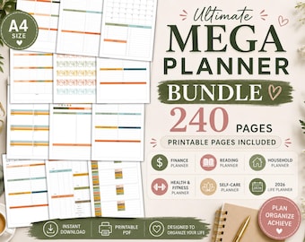 Ultimate ADHD Planner Bundle Printable, Life Planner PDF, Budget Planner, Fitness Planner, Self Care Planner, Household Planner