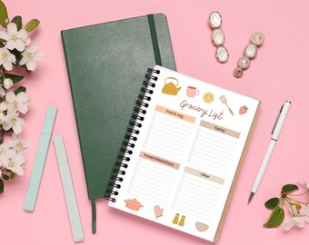 Grocery List Printable, Minimalist Shopping List, Kitchen List Printable, Meal Planning, Grocery Organiser Printable, Instant Download