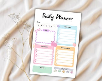 Kids Daily Planner Printable, Kids To-do List Template, Kids Daily Routine Printable, Kids Weekly Planner, Tiny Puppet, Bullet Journal Pages
