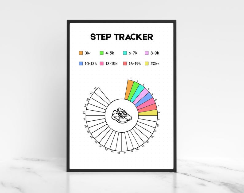 Monthly Step Tracker, Printable Journal Page, Health Planner, Fitness ...