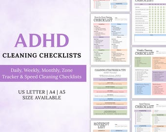 ADHD Cleaning Checklist Planner, Editable Cleaning Strategies (PDF)