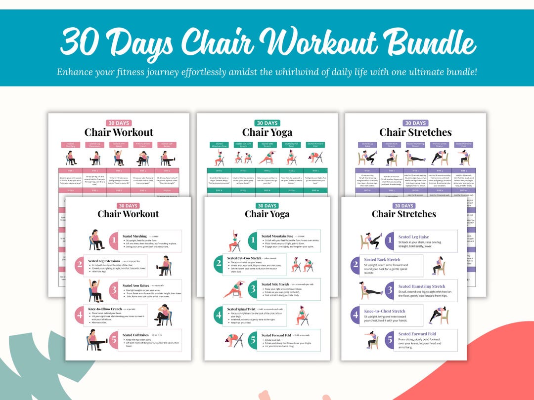 30-day Chair Workout Bundle, Seated Exercise Guide (PDF) - Etsy