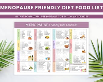 Menopause Diet Food List PDF, Printable Menopause Food Guide, Menopause Food Chart For Hormone Support, Instant Download