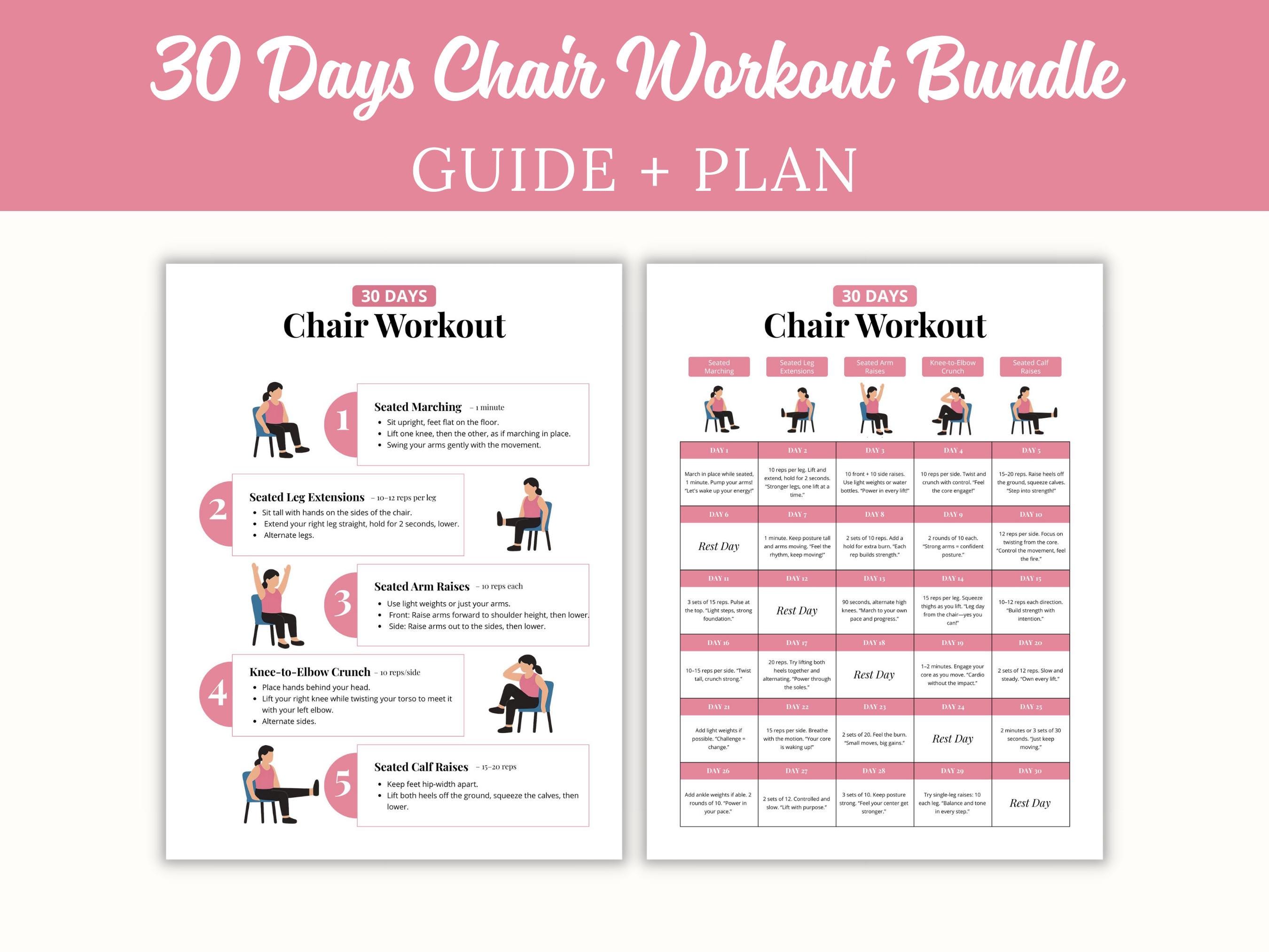 30-day Chair Workout Bundle, Seated Exercise Guide (PDF) - Etsy