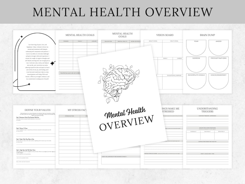 Mentalhealth planner
bundle printable pdf
Mentalhealth journal
coloring sheets page
Anxiety worksheets
Therapy workbook a5
Anger management a4
Depression journal
CBT Mindfulness plan
Coping strategies
Health wellness list
Selfcare tracker
Manifestation bundle