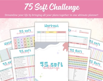 75 Soft Challenge Tracker Printable, 75 Soft Challenge Editable, 75 Easy Challenges, Printable Planner, Editable Soft Challenge Planner