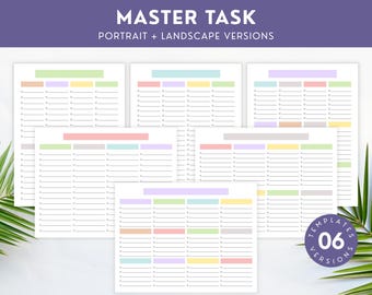 Druckbare Master Aufgabenliste, Master To Do-Liste, Master Liste Planer Vorlage, Master Blank Checkliste, Master Checkliste, digitaler Download