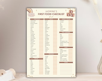 Liste de contrôle modifiable pour les premiers aliments de bébé, outil de suivi des premiers aliments solides de bébé, liste de contrôle pour les premiers aliments de bébé, tableau de sevrage des aliments, téléchargement immédiat