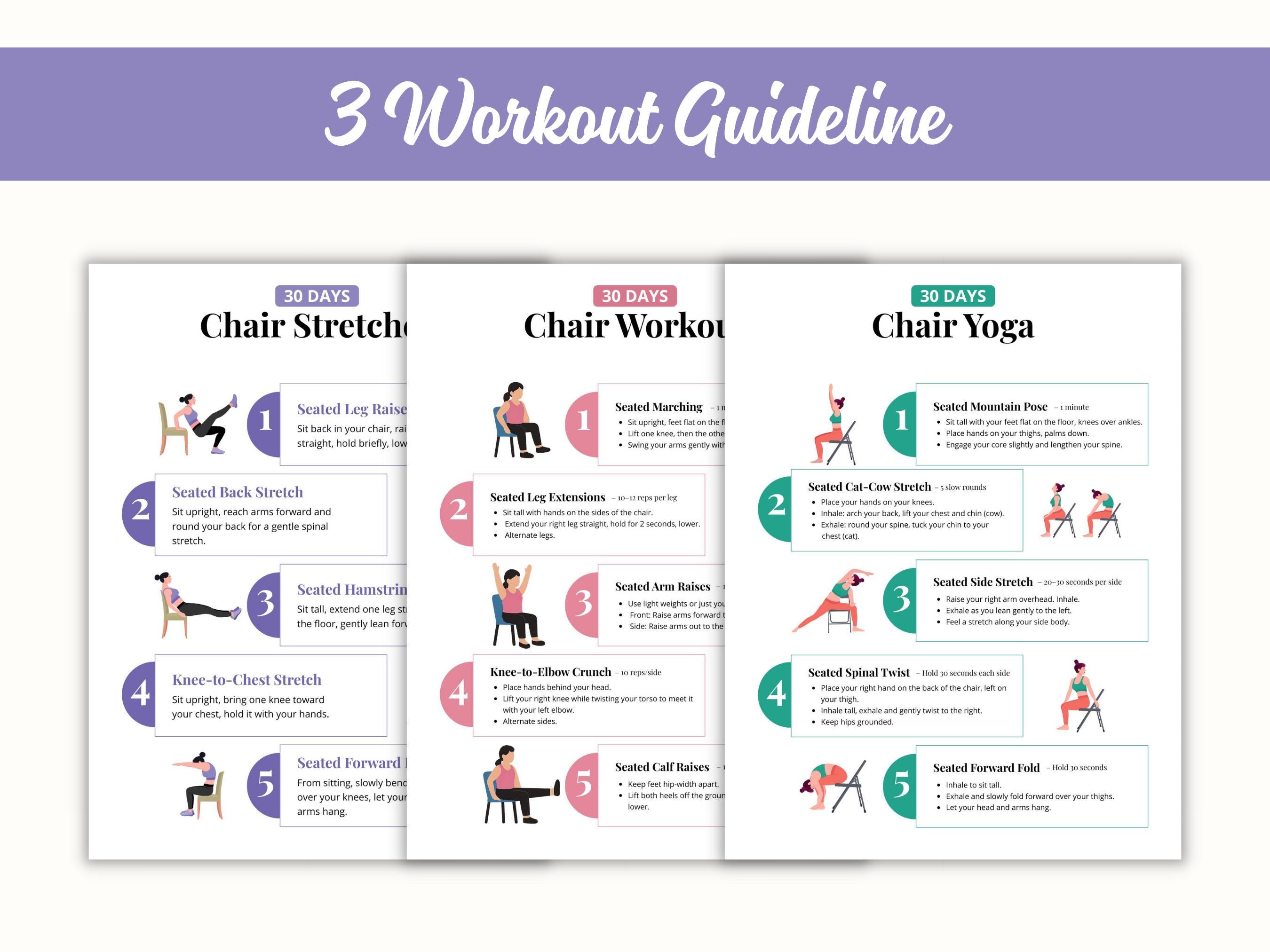 30-day Chair Workout Bundle, Seated Exercise Guide (PDF) - Etsy