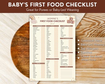 Editable Baby's First Food Checklist, Tracker For Baby's First Solid Food, Baby's First Food Checklist, Food Weaning Chart, Instant Download