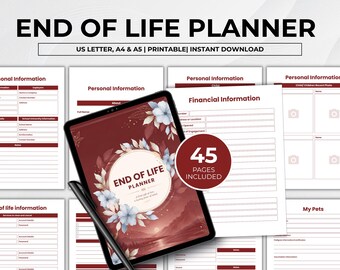 End Of Life Planner Printable, Life Binder, Emergency Binder, Legacy Planner, Final Wishes Planner, Will Preparation, Instant Download