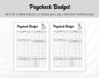 Paycheck Budget Planner, Income and Debt Tracker (Digital Download)