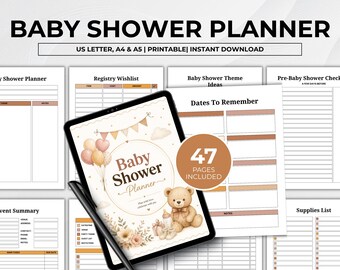 Baby Shower Planner Printable, Baby Shower Organizer, Party Planning Binder, Baby Shower Binder, Event Organizer, A4 A5 US Letter