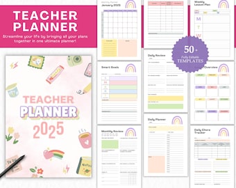 Printable Teacher Planner Template, School Planner, Homeschooling Planner, Teacher Tracker Planner, Weekly Lesson, School Lesson Planner