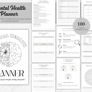 Mentalhealth planner
bundle printable pdf
Mentalhealth journal
coloring sheets page
Anxiety worksheets
Therapy workbook a5
Anger management a4
Depression journal
CBT Mindfulness plan
Coping strategies
Health wellness list
Selfcare tracker
Manifestation bundle
