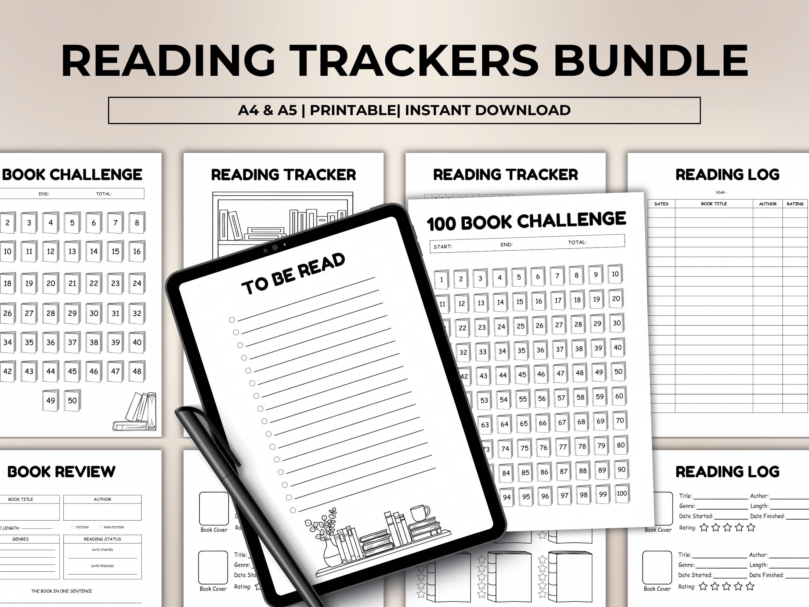 Book Reading Tracker Bundle Printable, Book Reading Bullet Journal ...