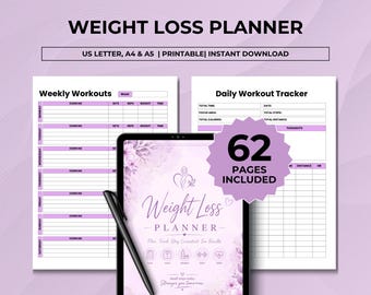Weight Loss Journal Bundle Printable, Fitness Tracker, Calories Calculator, Workout Tracker, Fitness Journal, Weight Loss Tracker