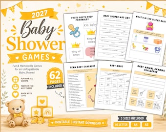 Baby Shower Games Bundle Printable, Baby Shower Activity Pack, Gender Neutral Party Games, A4 A5 US Letter PDF, Instant Download