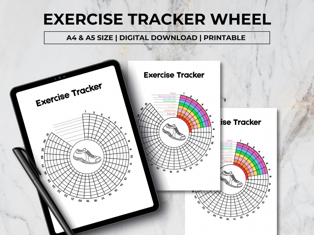 Exercise Tracker Wheel Printable, Workout Tracker, Fitness Tracker ...