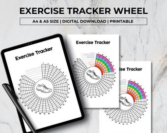 Exercise Tracker Wheel Printable, Workout Tracker, Fitness Tracker, Health Tracker, Journal Page, Exercise Tracker, Instant Download
