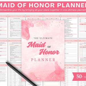 Maid of Honor Printable  Planner, Maid Of Honor Wedding Planner Bundle,  Hen Party Planner, Bachelorette Party Planning, Wedding Binder