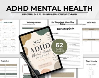 ADHD Planner Bundle Printable, ADHD Mental Health Planner, Adhd Journal Bundle, Adhd Productivity Journal, Self Care Planner, Brain Dump