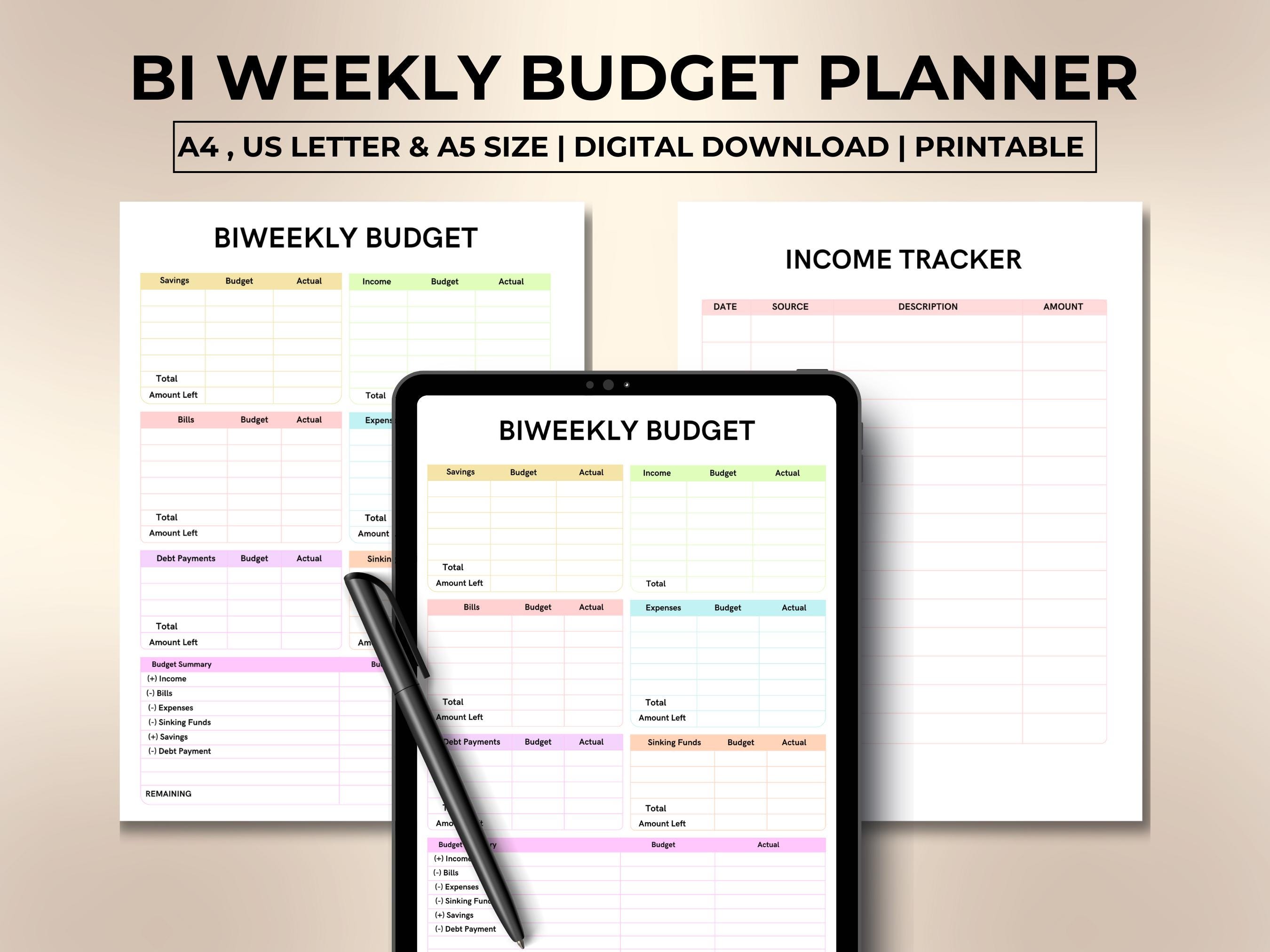 Biweekly Budget Planner, Printable Bi-weekly Template, Paycheck Budget ...