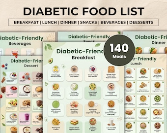 Diabetic Food List, Diabetes Meal Chart, Low Carb High Fiber Food Guide, Diabetes Diet Guide Printable, Diabetic Friendly Food Chart