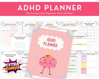 ADHD Printable Planner Template, Adhd Digital Planner, Adult Daily Planner, Adhd Daily Planner, ADHD Self Care, Habit Tracker, ADHD Planner