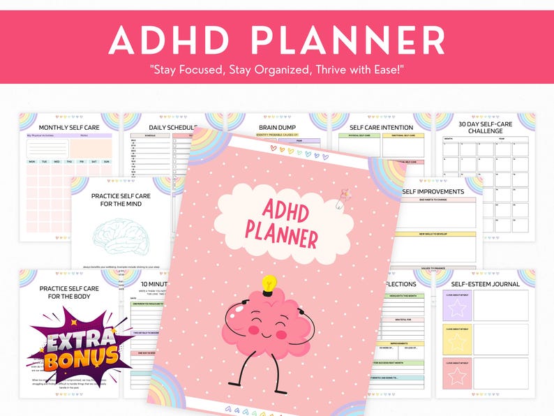 ADHD Printable Planner Template, Adhd Digital Planner, Adult Daily ...