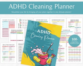 Planer sprzątania ADHD, harmonogram sprzątania domu (do natychmiastowego pobrania)