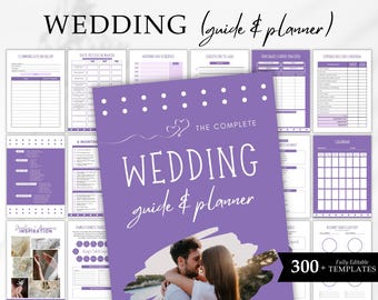 Wedding Planner Template Bundle, 300 pages Wedding Planner, Editable Wedding Planner Template, Wedding Planning Book, Wedding Checklist