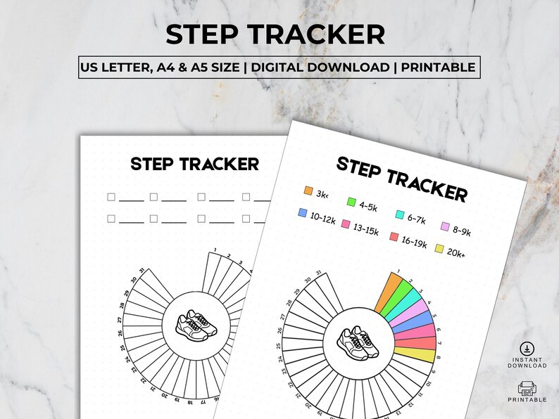 Weekly Step Count Sheet Monthly Step Tracker, Printable Journal Page, Health Planner, Fitness ...