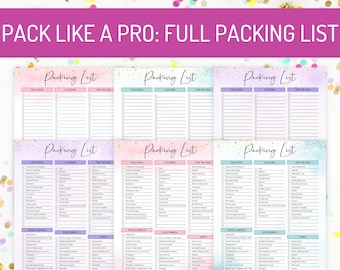 Packing List Template Printable, Editable Pack List, Vacation Packing List, Packing Checklist, Packing List Planner, Kids Packing List