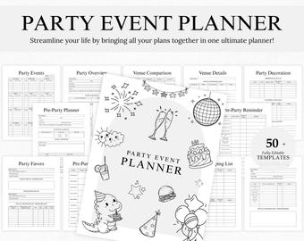 Party Planner Bundle, Editable Party Planner Template, Event Planner Template, Event Organiser Template, Event Planner Notebook