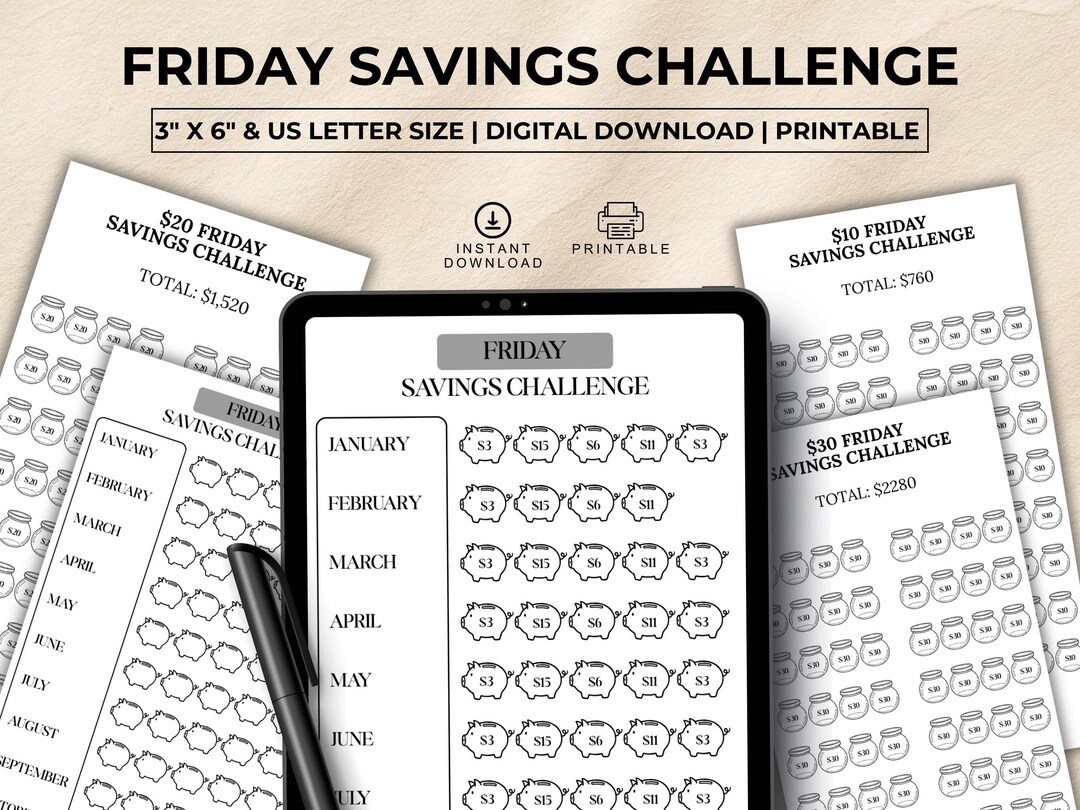 Friday Savings Challenge Printable, 2026 Friday Saving Challenge ...