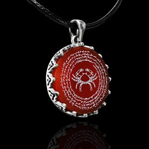 Modlitwa ochronna na raka - Srebro próby 925 z kamieniem agatu - Naszyjnik zodiakalny - Biżuteria duchowa - Prezent z kamieniem szlachetnym
