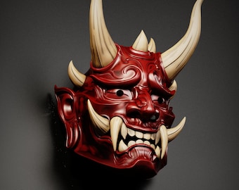 Oni Samurai Mask, Stl, Full Face 3D Printable Mask, High-Detail Digital File
