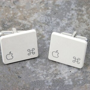 Apple Command Key Cuff Links Sterling Silver Plated, Recycled,white, MAC, men, wedding, anniversary, birthday, gift image 2