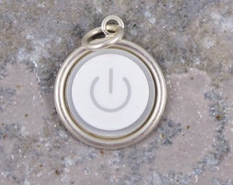 Power Up Pendant Only - Sterling Silver, Recycled, MAC, Apple Computer, Power Button Pendant
