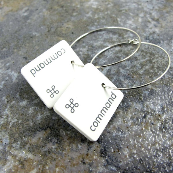 Command Key, Mac, Apple, Recycled, Keyboard Key, Earring, Jewelry, Gift, Birthday, Anniversary, Wedding