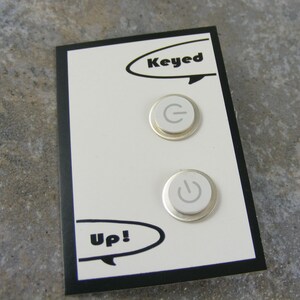 Power Up, Studs, iEarrings, Handmade, Recycled, MAC Power Buttons, made to order image 5