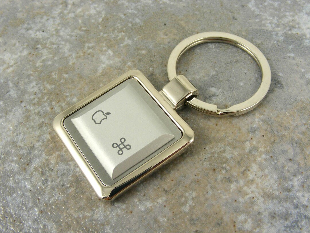 Apple, Mac, Computer, Command Key-ring, Recycled, Silver, Techie, Geek ...