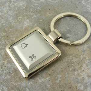 Apple, Mac, computer, Command Key-Ring, recycled, Silver, techie, geek, key chain, gift, nerd