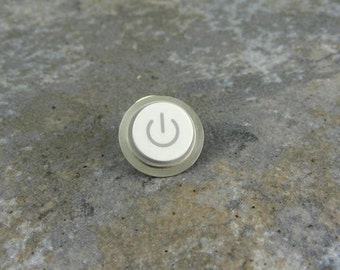 Recycled Mac Power Button Tie Pin - recycled, apple, keyboard, computer jewelry, Handmade, Sterling Silver, birthday, gift