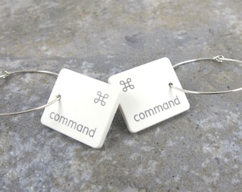 Command Key, Mac, Apple, Recycled, Keyboard Key, Earring, Jewelry, Gift, Birthday, Anniversary, Wedding