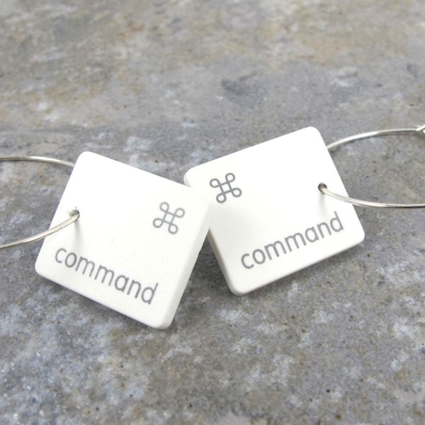 Command Key, Mac, Apple, Recycled, Keyboard Key, Earring, Jewelry, Gift, Birthday, Anniversary, Wedding