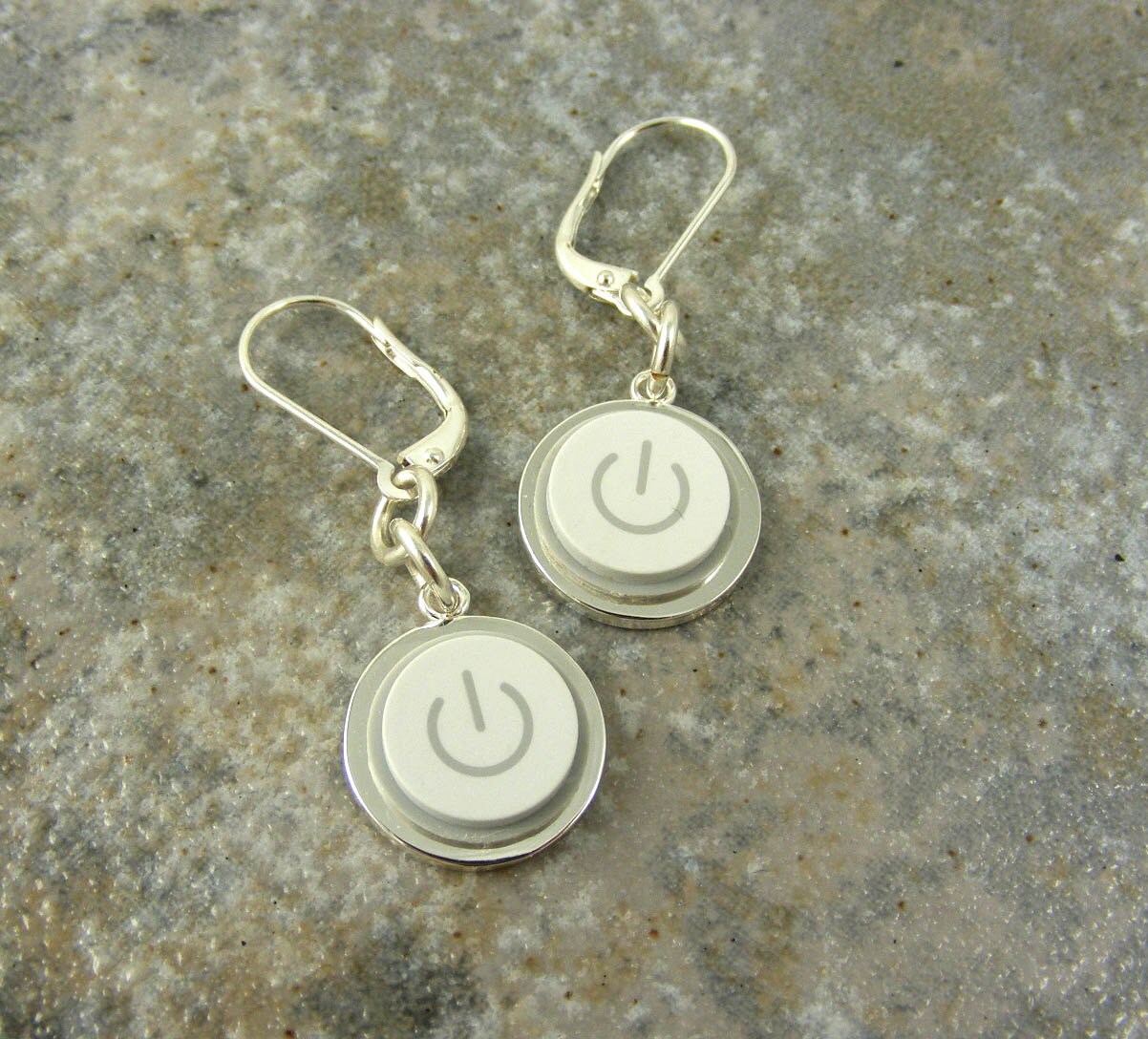 Power up Button Earrings Computter Keyboard Handmade Etsy